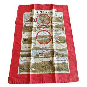 Tea Towel Souvenir Lakeland England Tea Towel Vintage